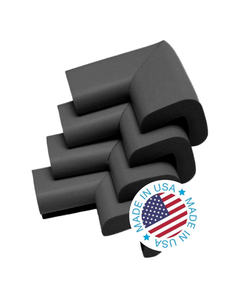 KidKusion 4-Piece Safety Corner Cushion, Black, Child Proofing Corner Guard, Made in USA, Child Safety, Home Furniture Safety Bumper, Baby Proof Table Protector, 4 Count (Pack of 1) - Image 1